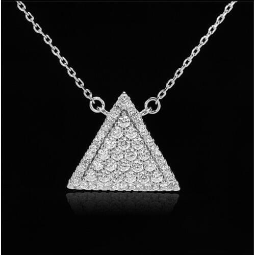 High Quality 925 Sterling Silver Triangle Shape Elegant Necklace Pendants for Female Girls Wedding Jewelry