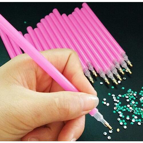 Hot sale 10Pc Pink Nail Art Rhinestones Picking Tools Dotting Brush Pencil Pen Set