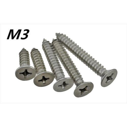 50pcs M3*6.5/8/9.5/13/16/19/22/25/30/32/35mm stainless steel cross flat head self-drilling screw self-tapping screw
