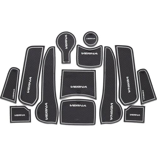 Car Anti-Slip Gate Slot Cup Mats For Hyundai Verna 2010-2016 Accessories Non-Slip Mat Car Sticker Interior Door Pad 13pcs/set