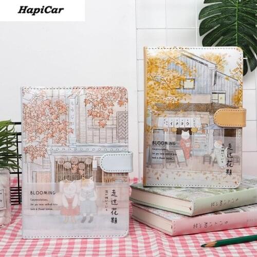 A5 Magnetic Buckle Book Color Page Hand Book Student Cartoon Notebook Thickened Book Students Gift Lovely Diary Planner Agend