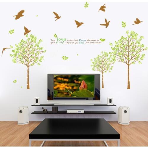 Forest big tree bird flock wall sticker PVC Material DIY removable wall decal for Living room sofa background wall decor sticker