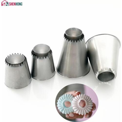 SHENHONG 1 PCS Large Cookies Mold Nozzles Sulta Ne Ring Russian Icing Piping Pastry Tips Stainless Steel Cake Dessert Decorator