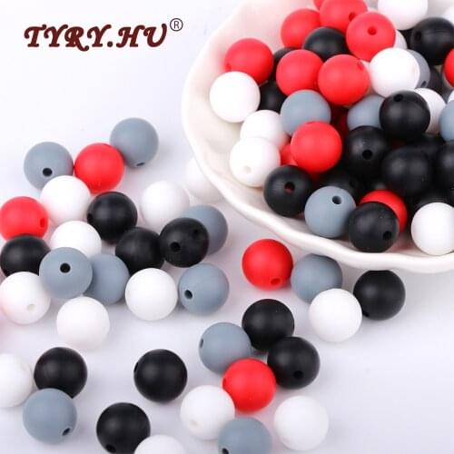 TYRY.HU 40Pcs Food Grade Silicone Beads 12mm Baby Teething Loose Beads Round Shaped BPA Free Necklace Pacifier Chain Accessories