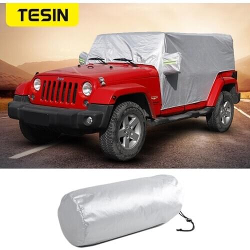 TESIN Car Cover For Jeep Wrangler JK 2007+ Car Body Dustproof Waterproof Protection Cover Accessories for Jeep Wrangler JL 2018