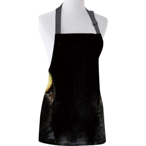Black Cat With Yellow Eyes Close-Up Print Apron Print Unisex Kitchen Bib with Adjustable Neck for Cooking Gardening