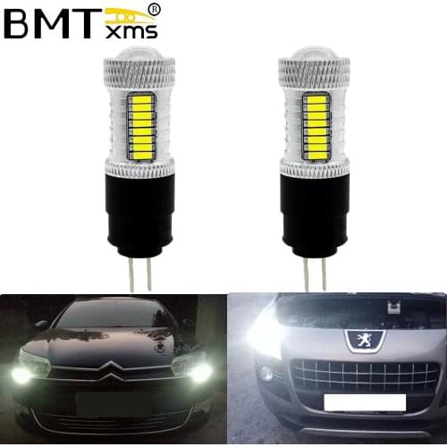 BMTxms 2Pcs HP24W G4 LED Car Daytime Running Light Canbus For Peugeot 3008 Citroen C5 White 6000k No Error Auto Accessories