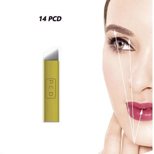 Microblading Needle 50PCS 14 PCD Permanent Makeup Eyebrow Tatoo Microblading Needles For 3D Embroidery Manual Tattoo Pen Machine