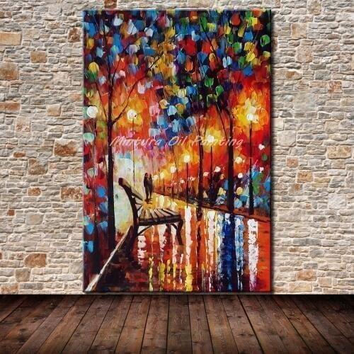 Mintura Frameless Painting Hand Painted Knife Landscape Oil Paintings On Canvas Wall Art Picture For Living Room Home Decoration