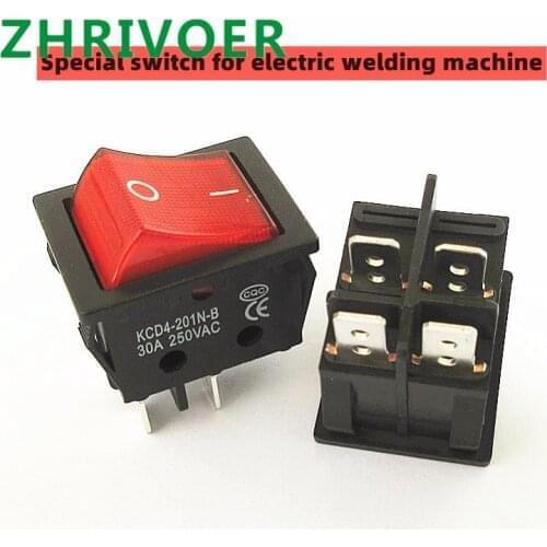 KCD4 Special for welding machine 30A 250V high current 22*29 red copper rocker power switch 4Pin button electrical accessories