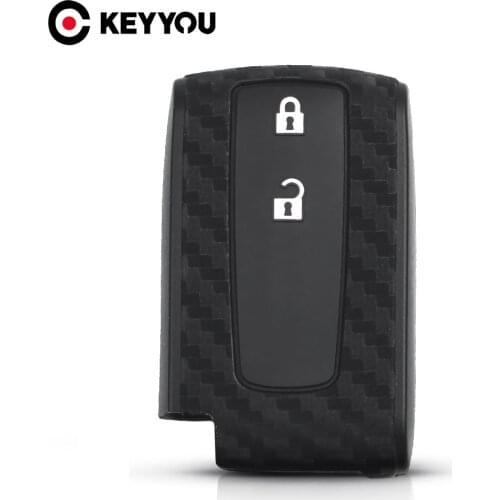 KEYYOU Key Rings For Toyota Prius Crown Avensis Verso Remote Car Silicone Key Case Cover Keychain Carbon Fiber Case Accessories