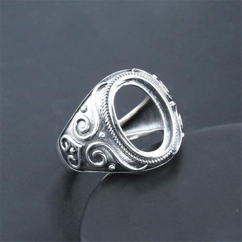 Ring Blank for 10x14mm/12x15mm/12x16mm/13x16mm/16x19mm/17x22mm Oval Cabochons Thai Sterling Silver Adjustable Band Ring JZ0026