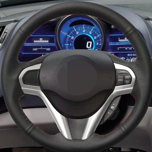 DIY Hand-stitched Black Hige Soft Faux Leather Car Steering Wheel Cover for Honda CR-Z CRZ 2011 2012 2013 2014 2015 2016