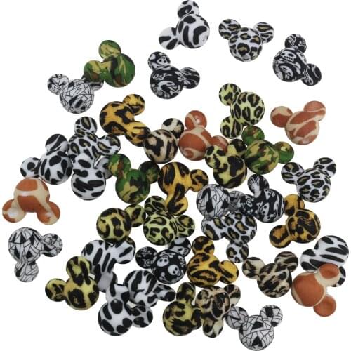 Leopard Terrazzo Dalmatian camo 15mm Silicone Round Beads 50pcs Baby Chewable Teething Loose Mickey Beads For Newborn Toys