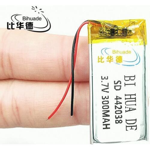 Li-Po 3.7V,300mAH,[442038] Polymer lithium ion / Li-ion battery for voice recorder pen,smartband,smart watch;bluetooth,mp3