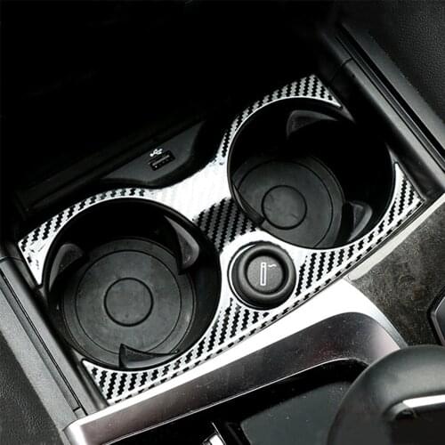 Car Styling Carbon Fiber Color Console Water Cup Holder Frame Cover Trim For BMW 5 Series G30 2018-2020 Interior Accessorries