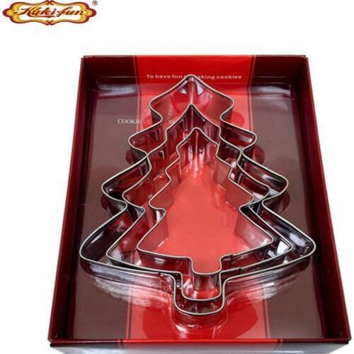Kuki-fun 3D Christmas Tree Cookie Cutter Set Stainless Steel Biscuit Mould Fondant Cutter Cookie Tools