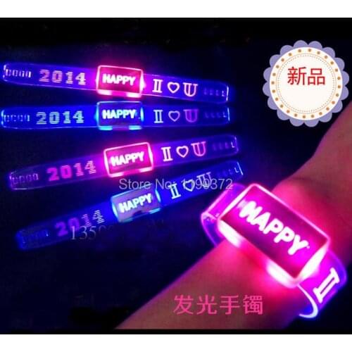 500pcs/lot New Flashing Bracelet Wristband with Happy LED Lights Flash Light Bracelet for birthday party decorations kids Watch