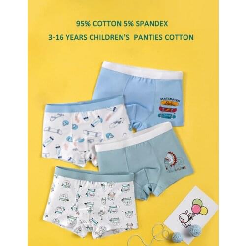 3~14 Years Boy 95% Cotton Boxer Briefs Panties Lot Kids Panties Fashion Print Shorts Big Boys Men Underwear Childrens Clothing