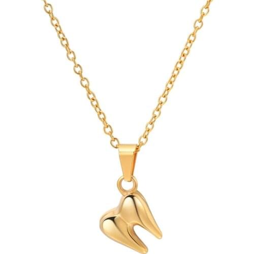 Original Stainless Steel Tooth Shape Choker Necklace Classical Gold Silver Color Link Chain Pendant Necklaces For Women Men Gift