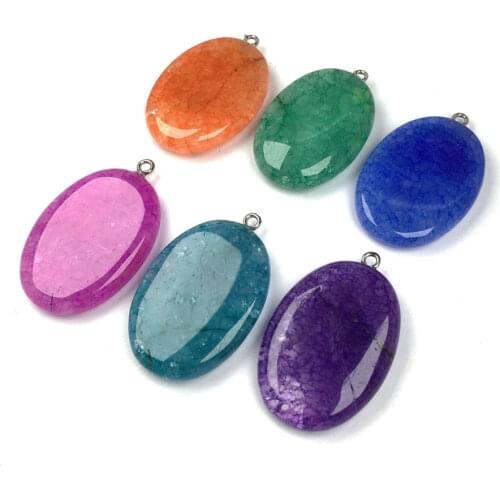 2020 Charms Natural Stone Crystals Pendant & Necklace oval Shape Exquisite Pendants Making for Jewelry DIY Necklaces 23x38mm