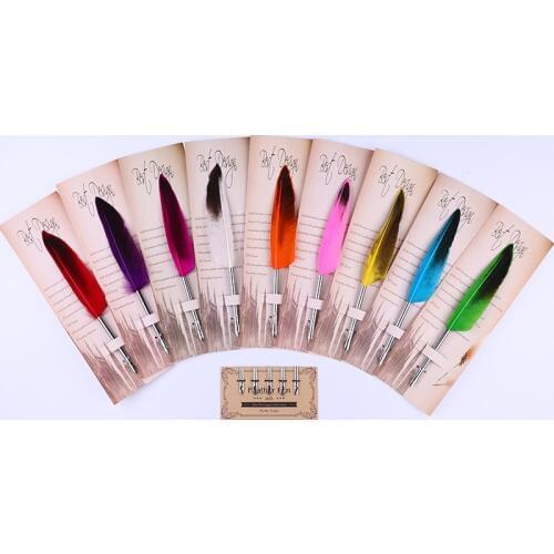 AP200 Antique Dipped Pen Feather Oblique Quill Pen Gift Pen