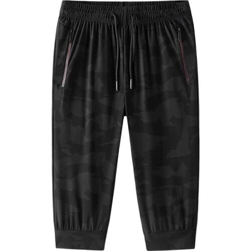 Asian Size Men Shorts Summer Thin Ice Silk Cropped Sports Shorts Mens Loose High-stretch Casual Quick Dry Mens Clothes 8XL 9XL