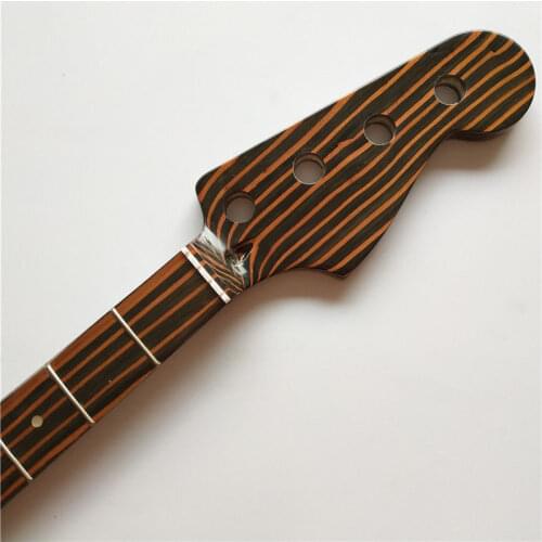 Zebra wood Electric Bass Guitar Neck Replacement 4 string 20 Fret