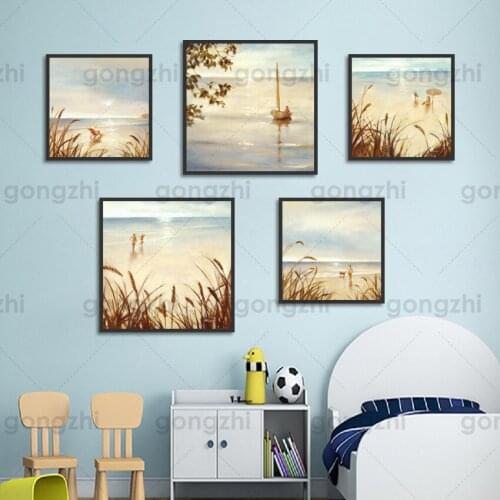 Nordic Modern Landscape Canvas Painting Beach Natural Scenery Wall Art Poster Home Decoration Living Room Mural Without Frame