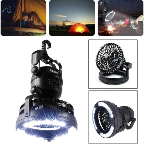 2 In 1 LED Camping Light with Fan Portable Lantern Outdoor Lighting Emergency Lamp Hanging Tent Lamp Hiking Powerful Flashlight
