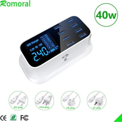 Smart USB Fast Charger Tablet Mobile Phone 2.4A Fast Charger For huawei xiaomi samsung With Led Display Desktop Power Socket