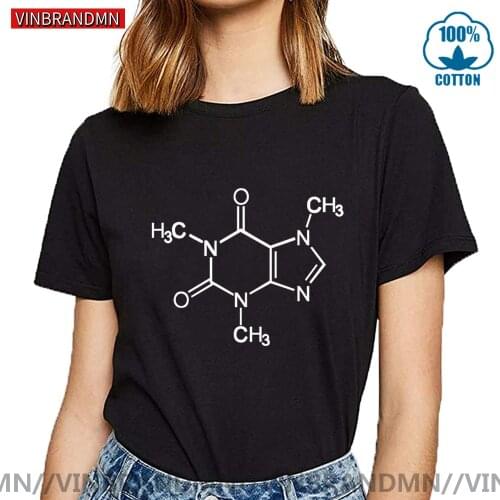 Funny biochemistry T-shirt all I need is caffeine nerd design science chemistry formula Tees women physics biology tshirts femme