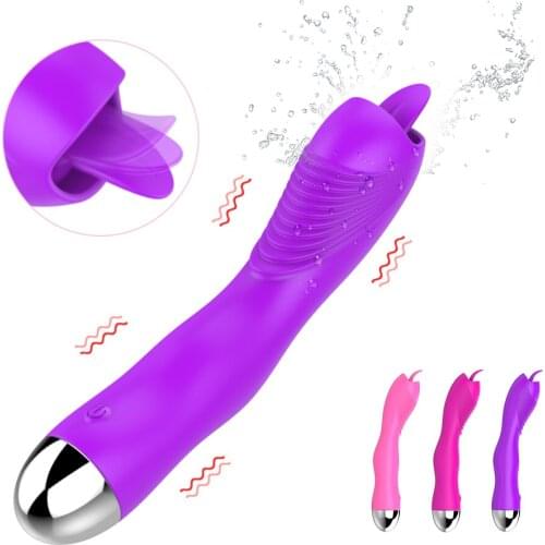 VATINE Female Masturbator G-spot Massager Tongue Licking Vibrator Clitoris Stimulator Sex Toys for Woman 12 Frequency Silicone