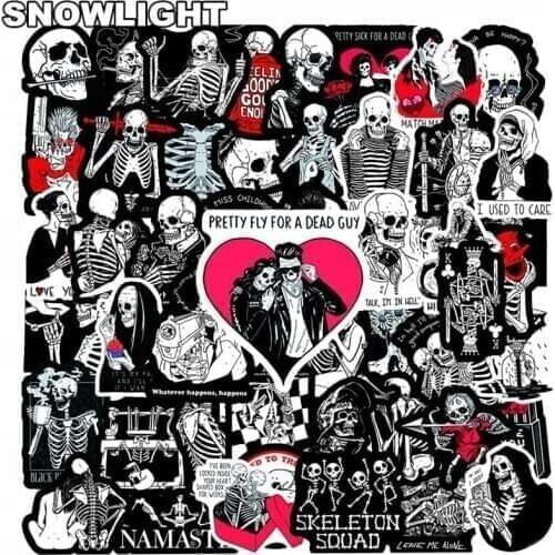 10/30/50pcs/Pack Black Red Horror Skull Love Cartoon Stickers Skateboard Fridge Guitar Laptop Luggage Waterproof Joke Stickers