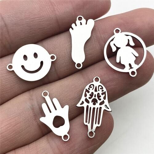 10pcs/lot Stainless Steel Girl Feet Charms Fit Bracelet Connectors Charm Necklace For Jewelry Handmade Diy Jewelry Making
