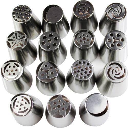 15PCS Russian Tulip Flower Icing Piping Nozzles Tip Fondant Cupcake Cake Cream Pastry Baking Decorating Tool