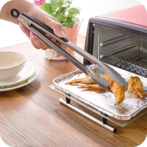 2pc 12inch Silicone Kitchen Tongs Salad FruitsTongs BBQ Clip Stainless steel Grill Food Clips Kitchen Utensils BBQ Accessories