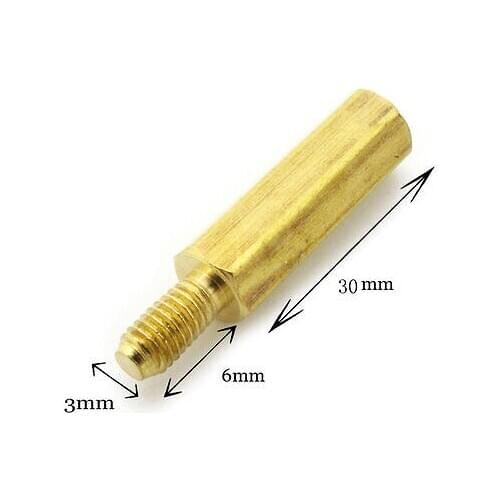 20pcs M3 30 6mm Metric Brass Hexagonal Threaded Spacers Hexagon Copper Post
