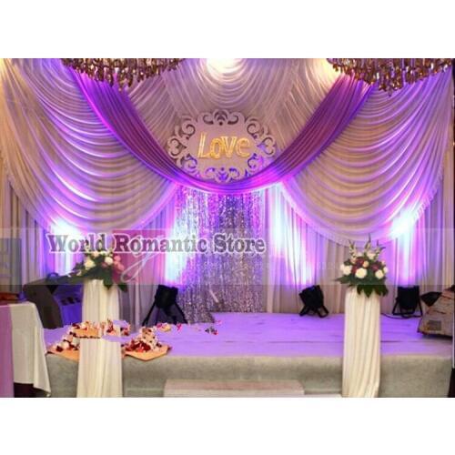2019 Luxury Wedding Backdrop with Purple drapes Wedding Decoration