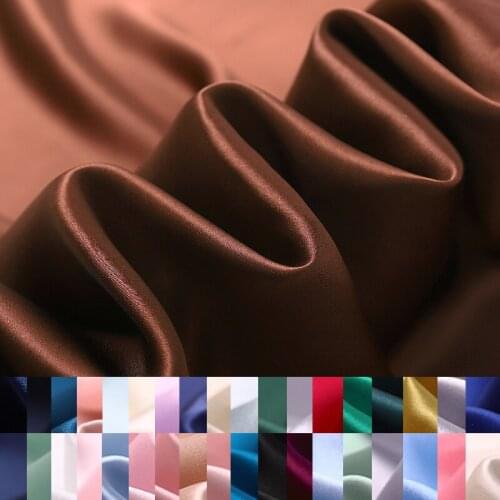 40 Colors! Wholesale 114CM Wide 19MM Solid Color Silk Crepe Satin Plain Fabric for Dress Shirt Clothes Cheongsam Y040