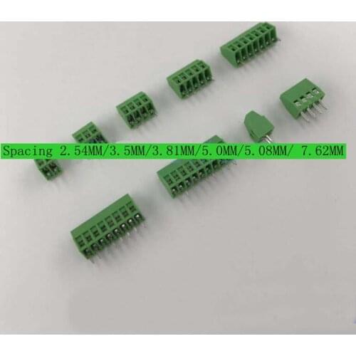 5pcs/lot Screw type PCB terminal spacing XK128-2.54 3.5 3.81 5.0 5.08 7.62MM green binding post