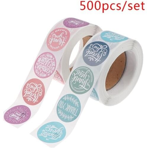 500pcs Kraft Round Thank You Stickers Seal Label Scrapbooking For Stationery Hand Made With Love Sticker