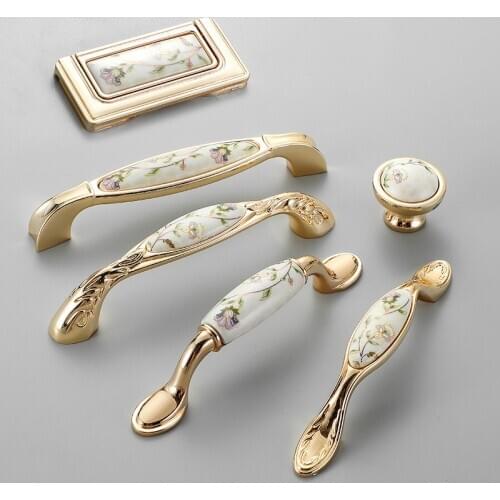 Antique Ceramic Cabinet Handles Chinese Vintage Drawer Knobs Wardrobe Door Handles European Furniture Handle Hardware