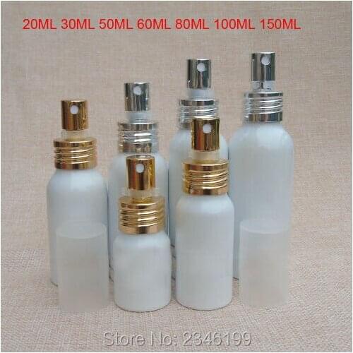 20ML 50pcs/lot White Cosmetic Aluminum Bottle with Sliver/Gold Spray Nozzle n Plastic Cap, New Empty Tonic Refillable Bottle