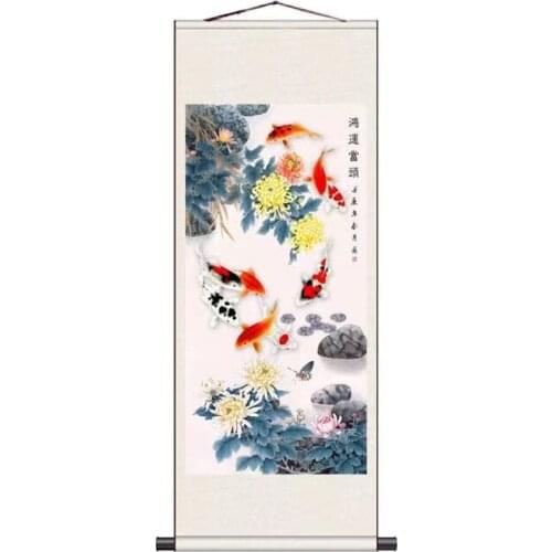 Flower Bird Scroll Calligraphy Painting Chinese Style Living Room Bedroom Wall Art Hang Painting Home Office Decor Canvas Poster