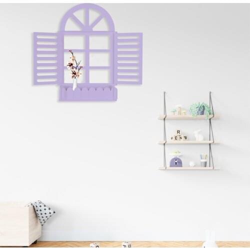 Wooden Blinds Decorative Blinds Wall Shelf Flowerpot Wall Decor Window Model Decorative Window Pattern Home Decoration Garden