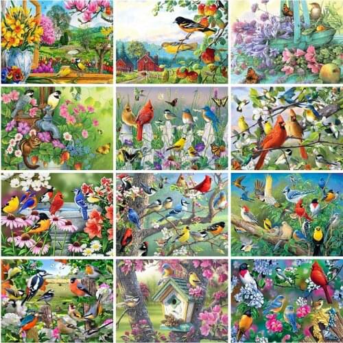 EverShine Diamond Painting Full Square Round Bird Cross Stitch Diamond Mosaic Spring Bead Embroidery Animal Pictures Rhinestones