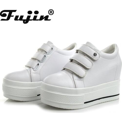 Fujin Womens White Shoes New Fashion Breathable Platform 2021 Shoes Thick Bottom Hook Loop Solid Shallow Womens Casual Shoes