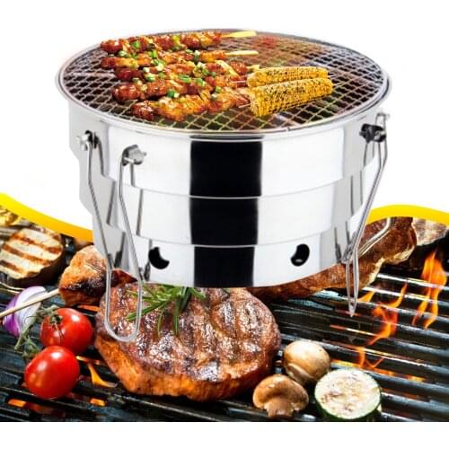 Stainless Steel Charcoal Barbecue Grill Korean Non-stick Barbecue Grills Portable Outdoor Bbq Grill Round Carbon Barbecue Stove