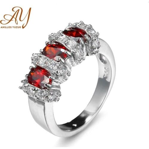 Anillos Yuzuk 925 Sterling Silver Jewelry Ring With Oval Cut AAAAA Royal Red Topaz For Women Top Qualtiy Wholesale Jewelry